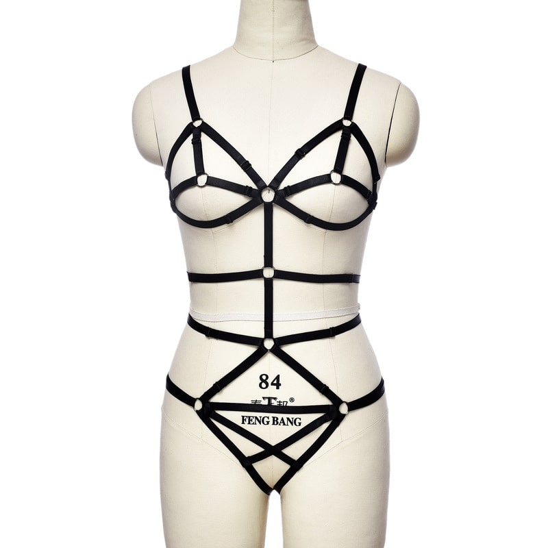 Wholesale Nightclub Style Breasts Chest Harness Lingerie Front View