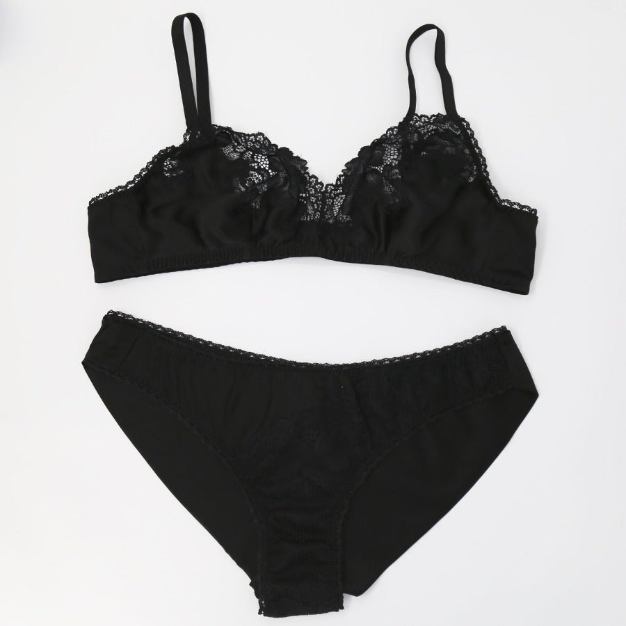 Tonya silk black Lingerie Set