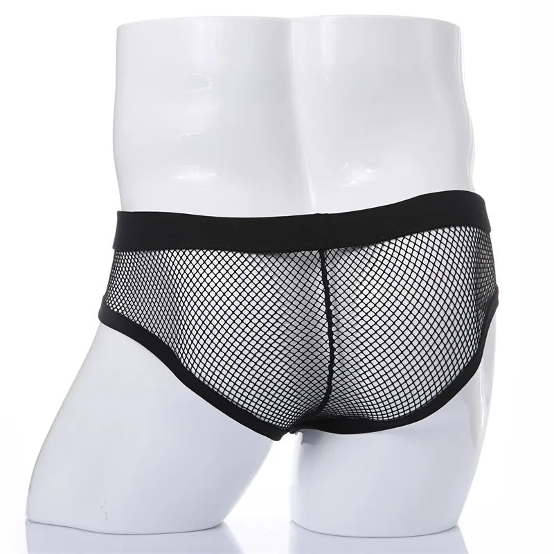 CLEVER-MENMODE Men Mesh Underwear Sexy Briefs Transparent Summer Breathable Lingerie Panties Shorts Low-rise Net Mens Underpants