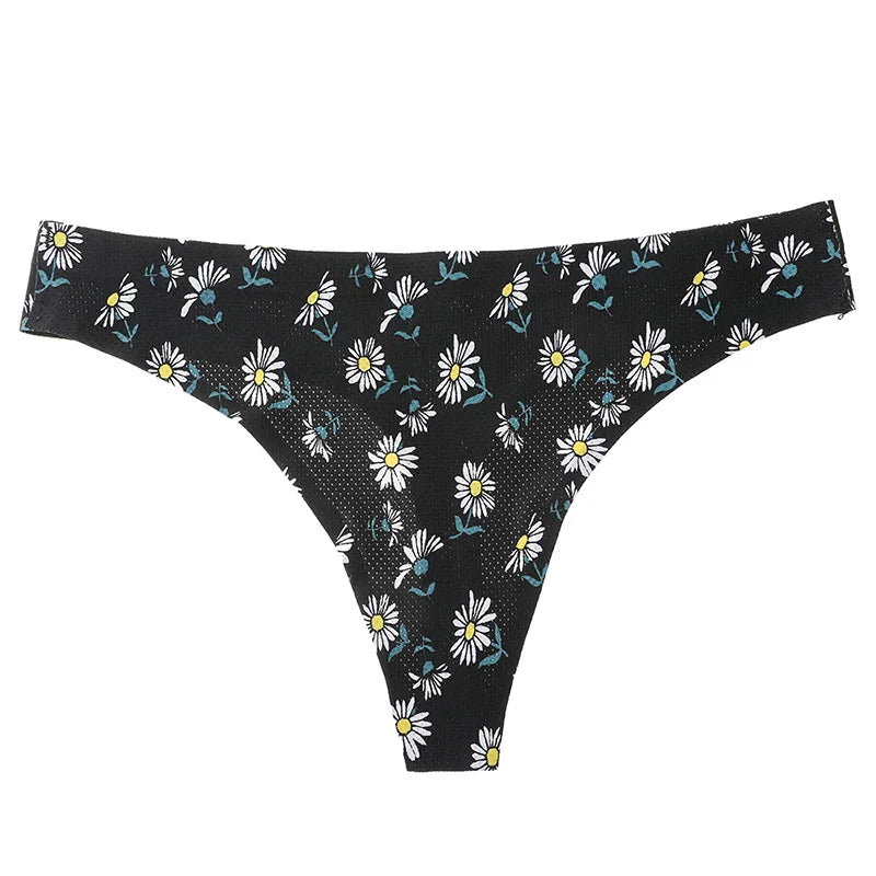 Meet'r Women Sexy Flowers Lingerie Temptation Low-waist Panties Thong No trace Breathable Underwear Female G String Intimates
