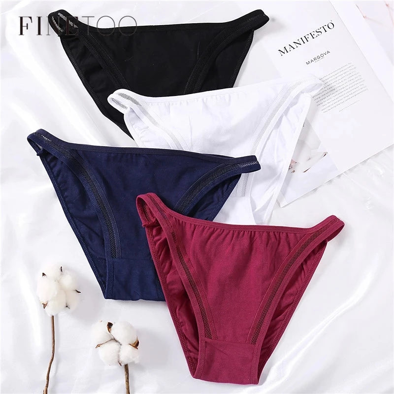 FINETOO Sexy Panties Women Underwear Waist Hollow Cotton Briefs For Girls Low-Rise Bikini Female Lingerie Comfortable Underpants